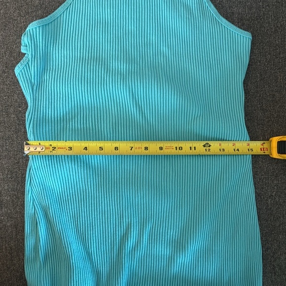 H &M Turquoise Sleeveless Cut Out Back Stretch Maxi Dress - Picture 8 of 8